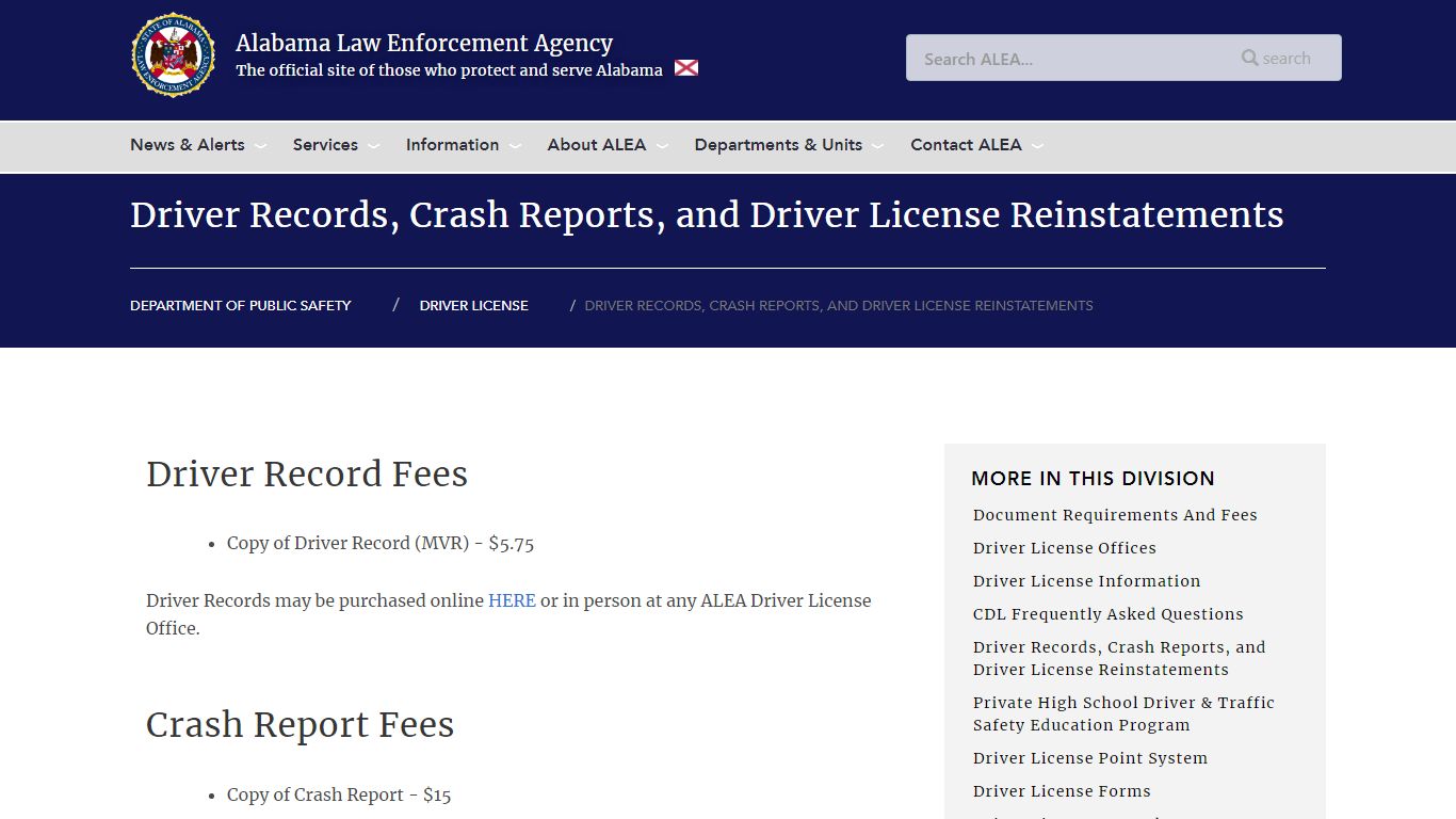 Driver Records, Crash Reports, and Driver License Reinstatements ...